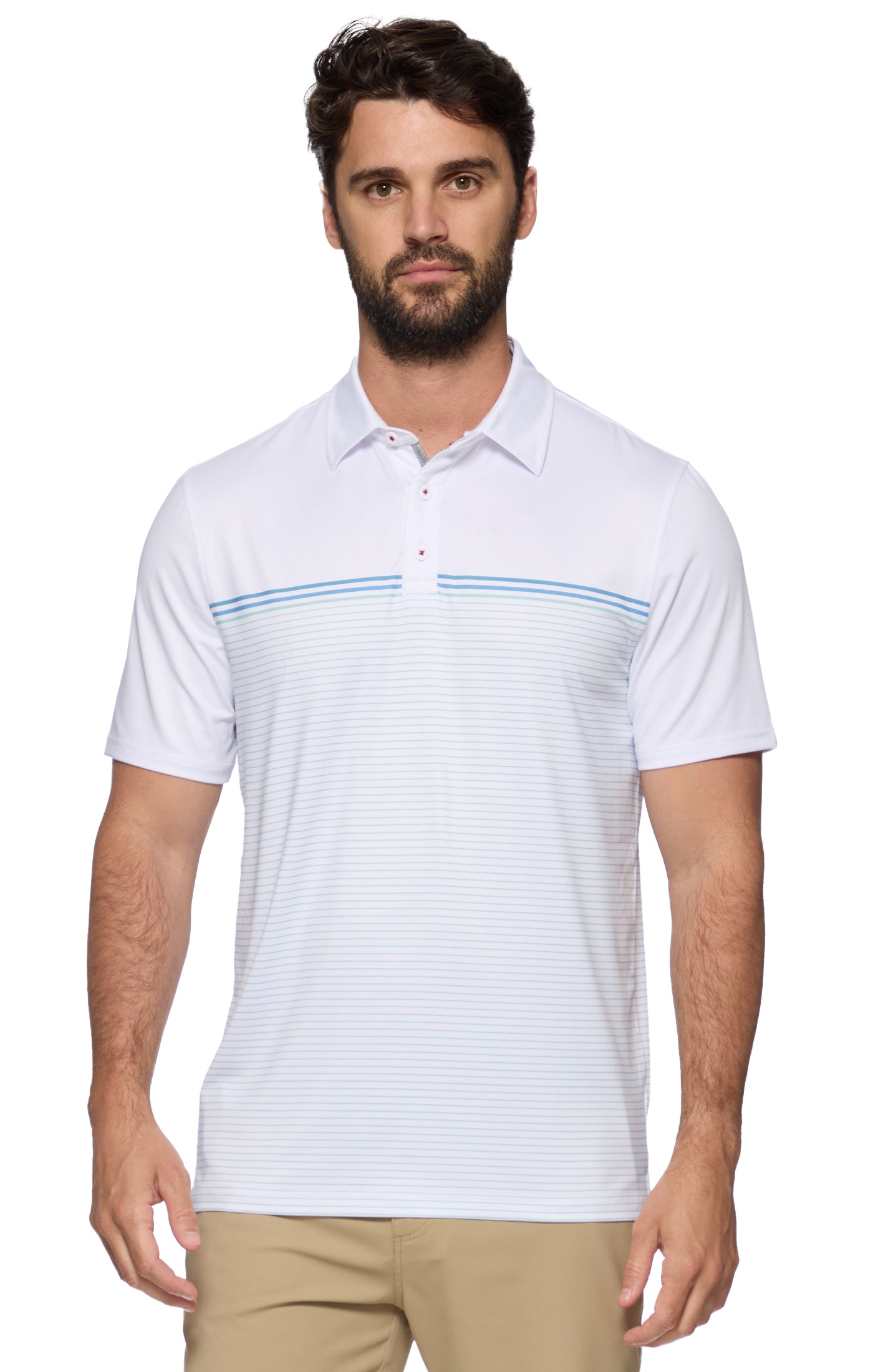 LynBrook Block Stripe Performance Polo